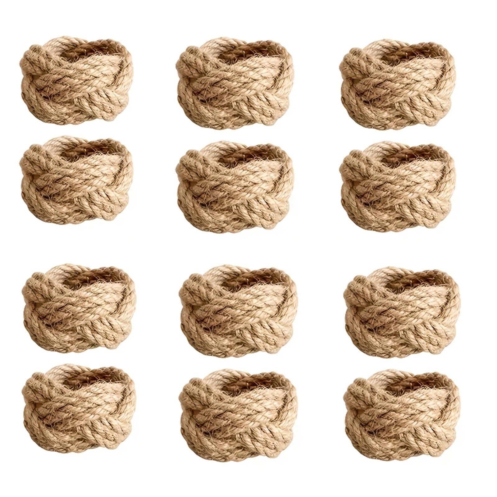 Napkin Rings 12pc Hand Woven Jute Linen Napkin Rings