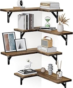 Amada HOMEFURNISHING Corner Floating Shelves, Set of 4