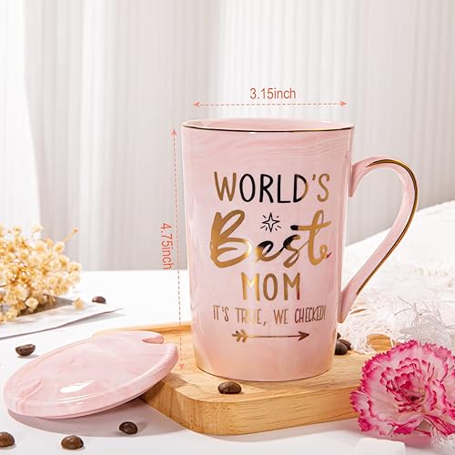 Miniatura 2 de ALBISS Regalos para el día de la madre para mamá de hija, hijo y niños, la mejor mamá del mundo, divertida taza para mamá con oro, regalos de