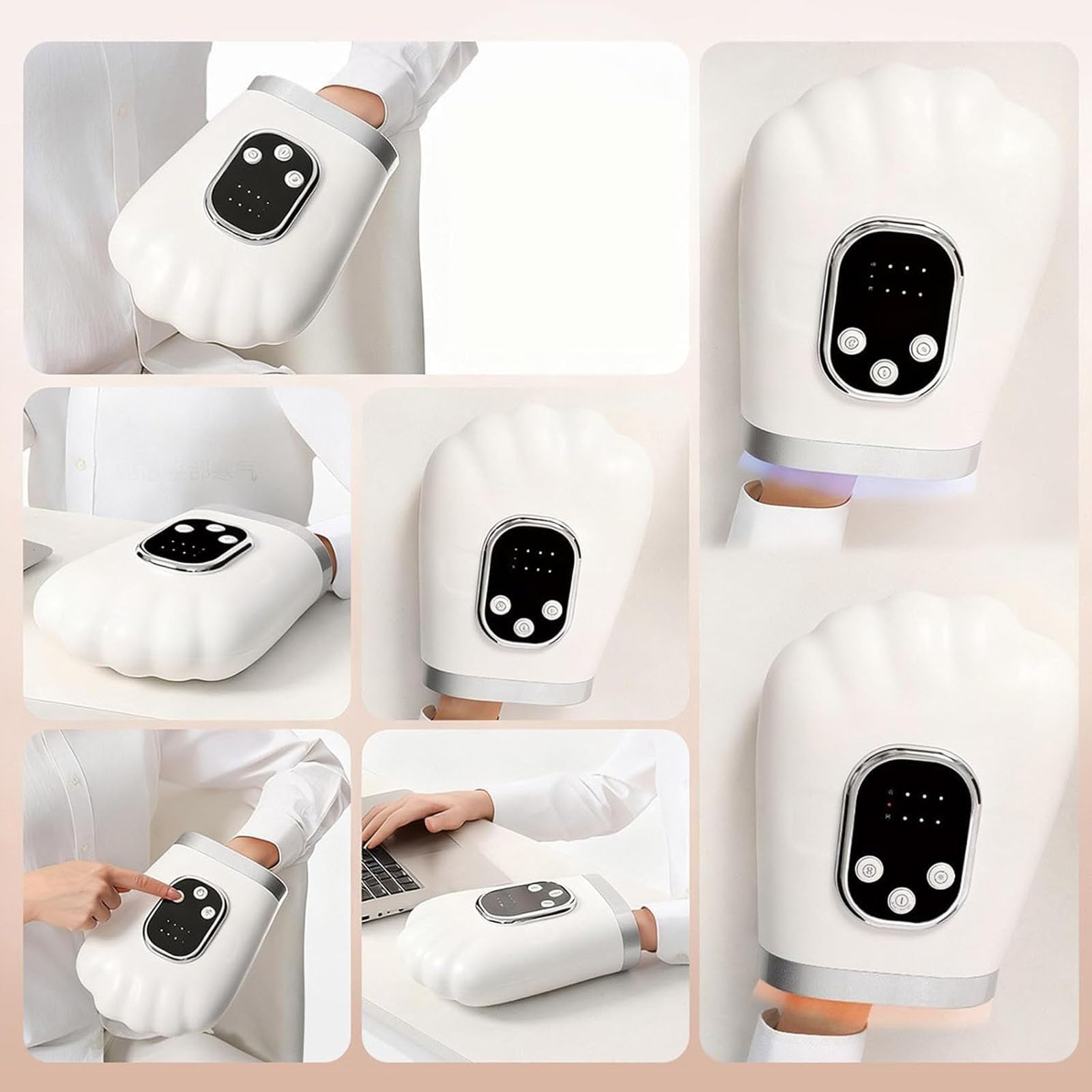 Masajeador de manos con calor y compresión, masajeador de manos inalámbrico 3D para artritis y túnel carpiano, alivio inalámbrico del dolor, masaje térmico de dedos de muñeca, 3 modos