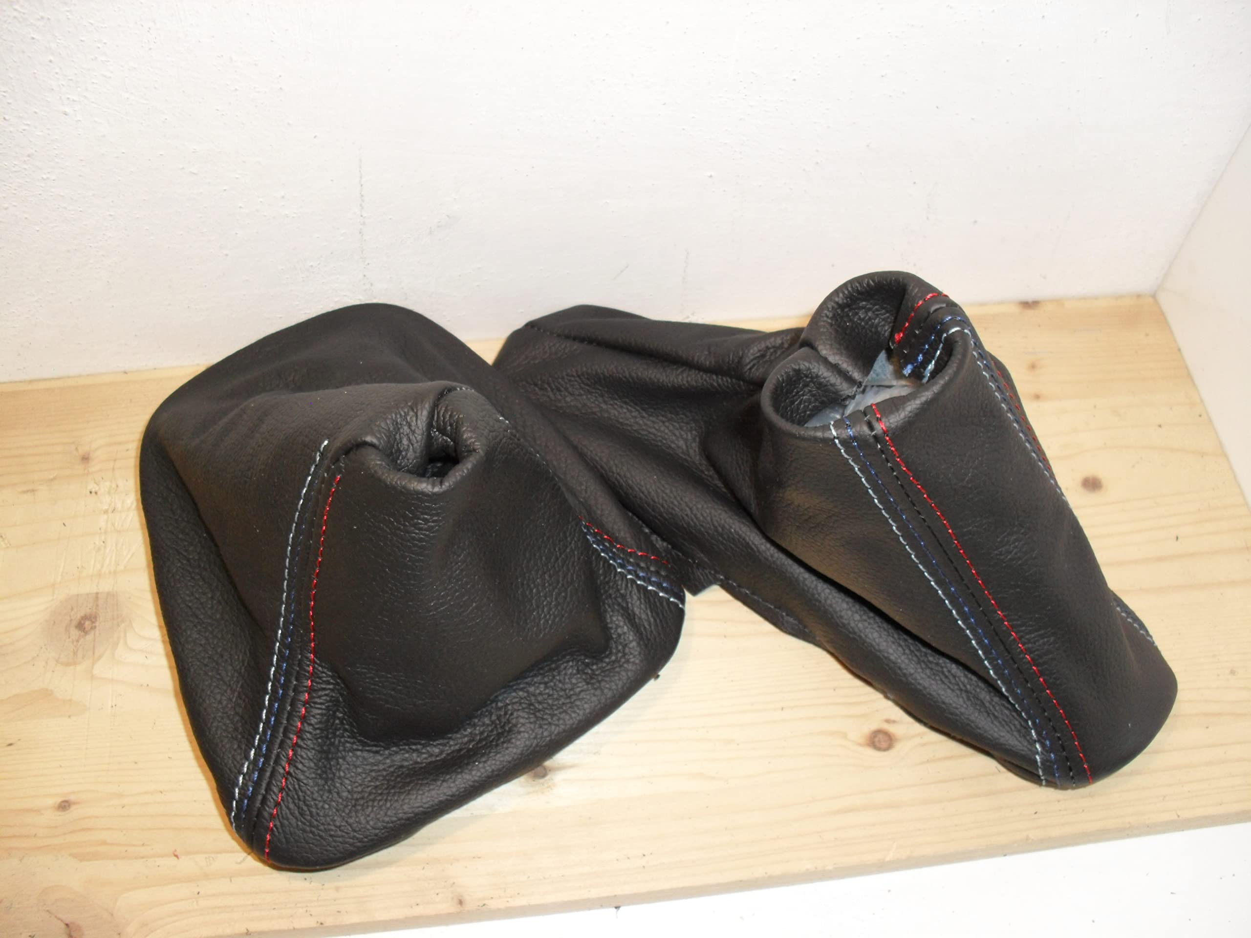 cuffia cambio e freno compatibili con E90 E91 vera pelle nera cuciture Sport
