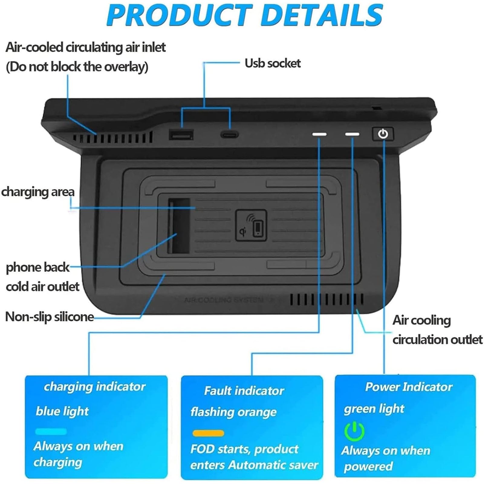 Cargador De Coche Inalámbrico para Nissan X-Trail Rogue S,SV,SL,2021-2023 Cargador De Teléfono Inalámbrico para Coche Panel De Consola Central Cargador Inalámbrico para Todos Los Teléfonos Qi