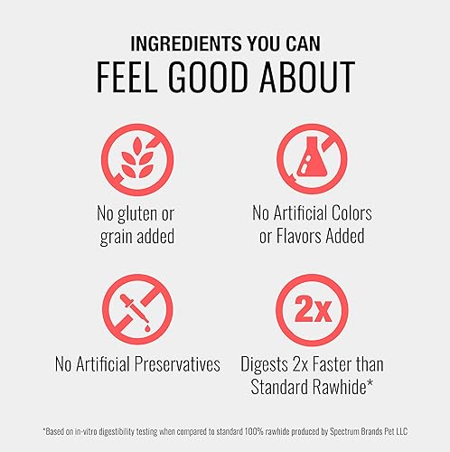 Vista 72 de GOOD 'N' FUN Rollos pequeños hechos con venado real, 10 unidades, cuero crudo altamente digerible para perros, multicolor, número de modelo: P-94431