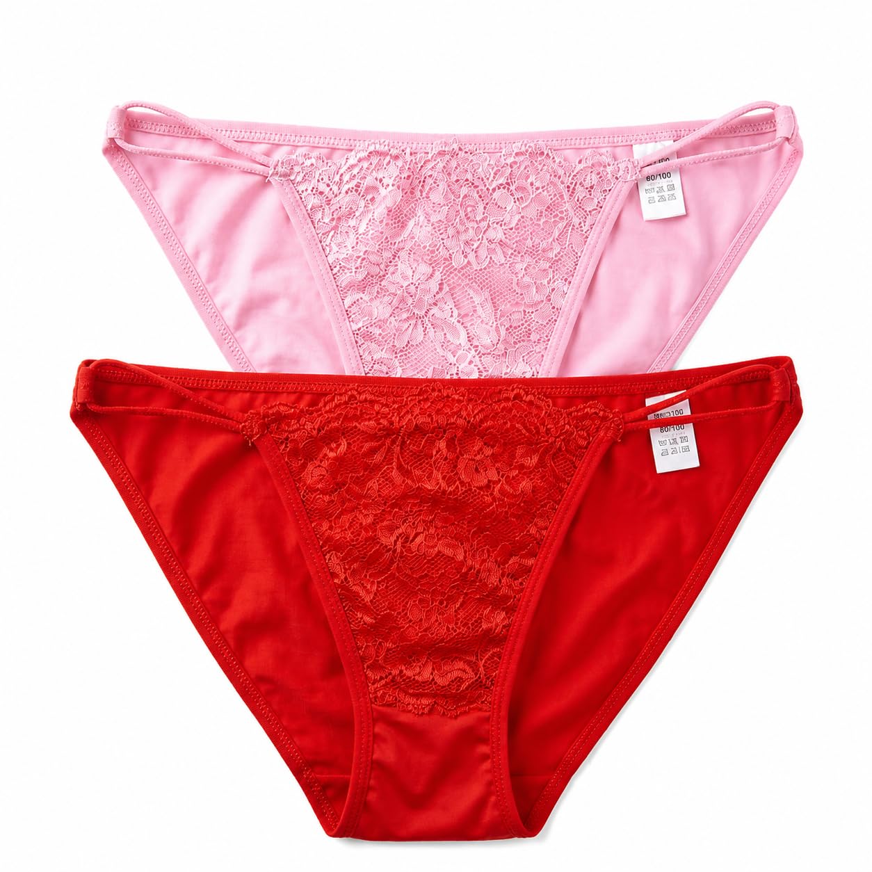 Woman Red Pink Lace Bikini Panty (Pack of 2)-image-23