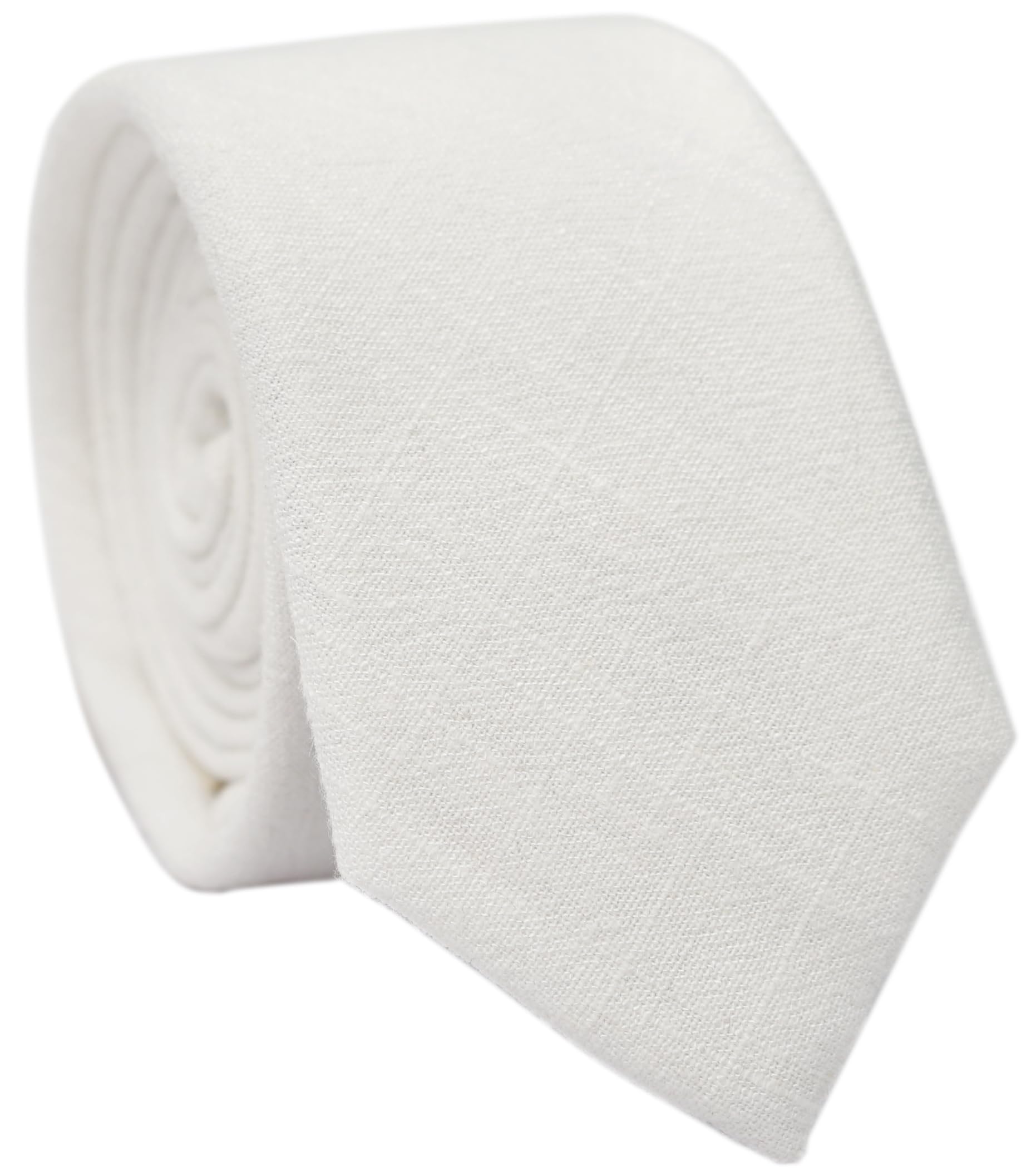 Corbatas ajustadas para hombre, mezcla de lino y algodón, corbatas sólidas de 2.5 pulgadas, 81 marfil