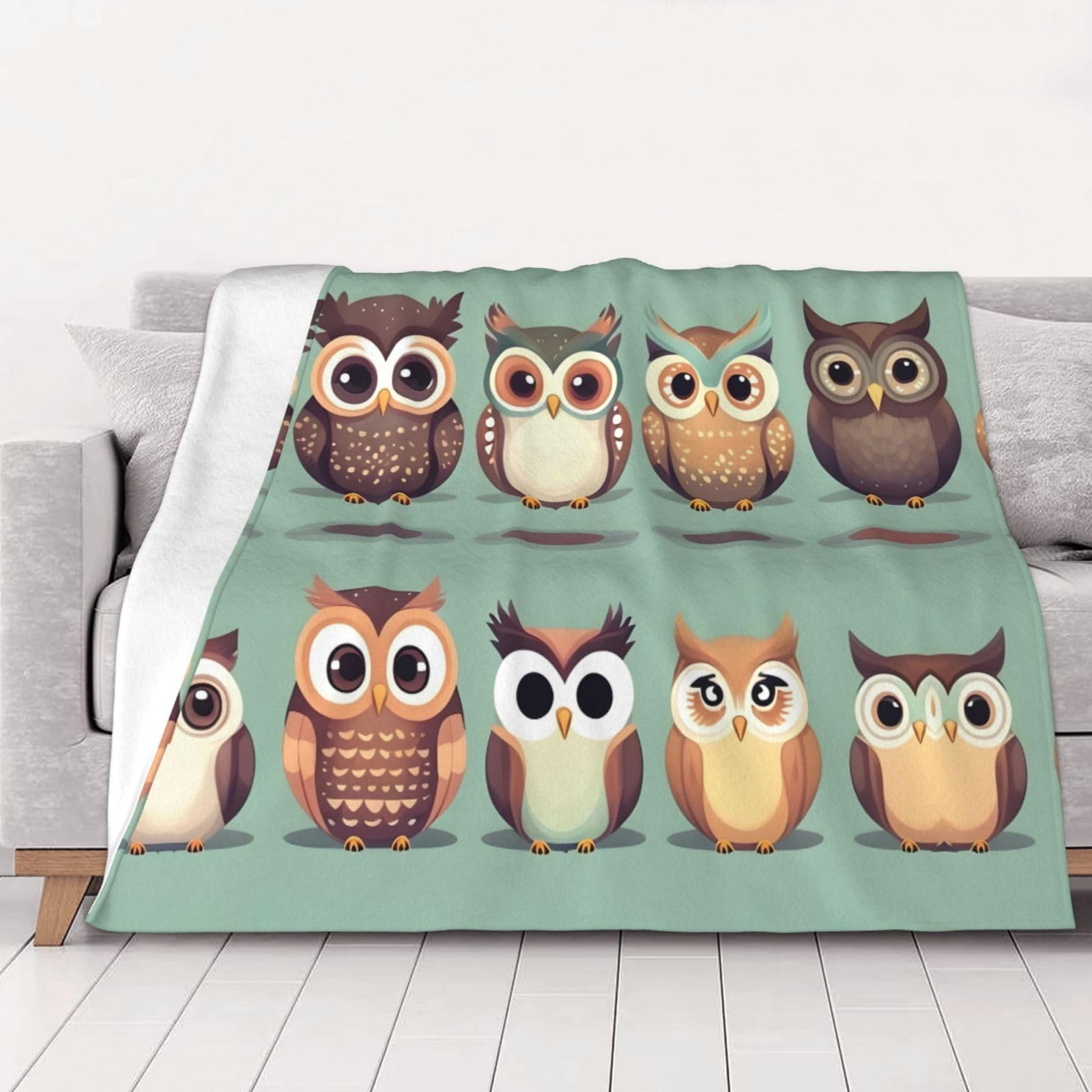 Couverture en flanelle hibou pour lit et canapé toutes saisons