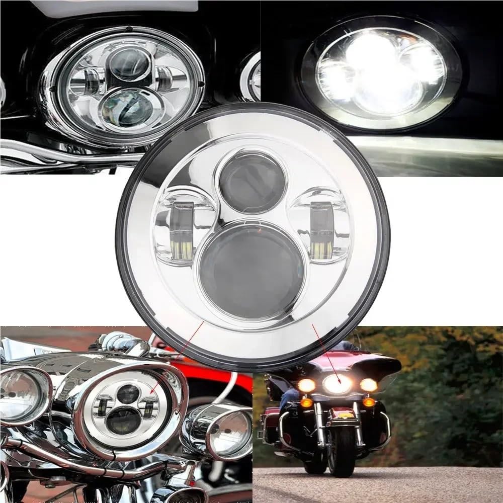 Moto Faro Anteriore Rotondo 7 "Moto Nero Motore HA CONDOTTO LA Luce Della Lampadina Del Faro Per Il Per Street Glide Per Softail FLHX F Per Touring Trike