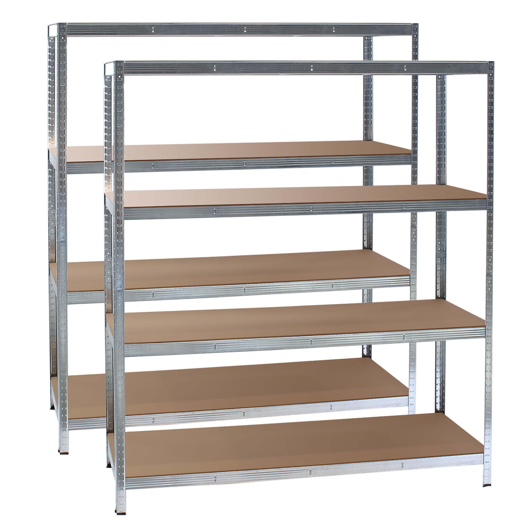 WilTec Set 2x Heavy-duty Shelving System Boltless Zincked 160x60x180cm, 175kg/Level, 4 Levels