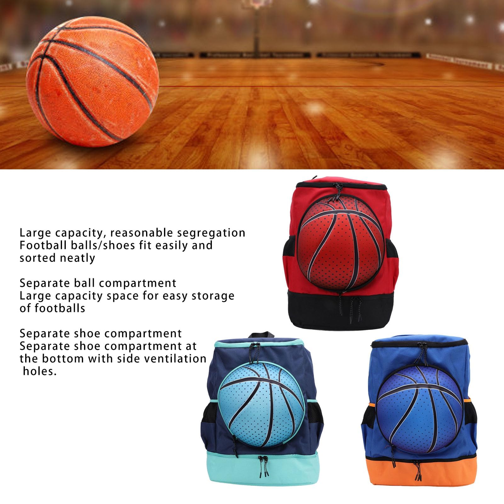 Mochila con compartimento para zapatos, mochila deportiva de tela Oxford, transpirable para voleibol, fútbol y otros deportes (talla 4)