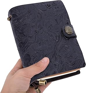 UBAYMAX Leder-Reisetagebuch, persönlicher Organizer, gebunden, nachfüllbar, handgefertigt, personalisierbares Notizbuch, A6, Vintage-geprägt, Reisetagebuch, Geschenk für Frauen, Studenten, 14 x 10,9