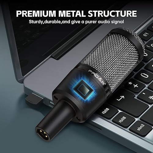 Miniatura 7 de XLR - Micrófono de condensador cardioide profesional para PC, estudio de computadora, kit de micrófono XLR para grabaciónpodcastingtransmisiónvoz