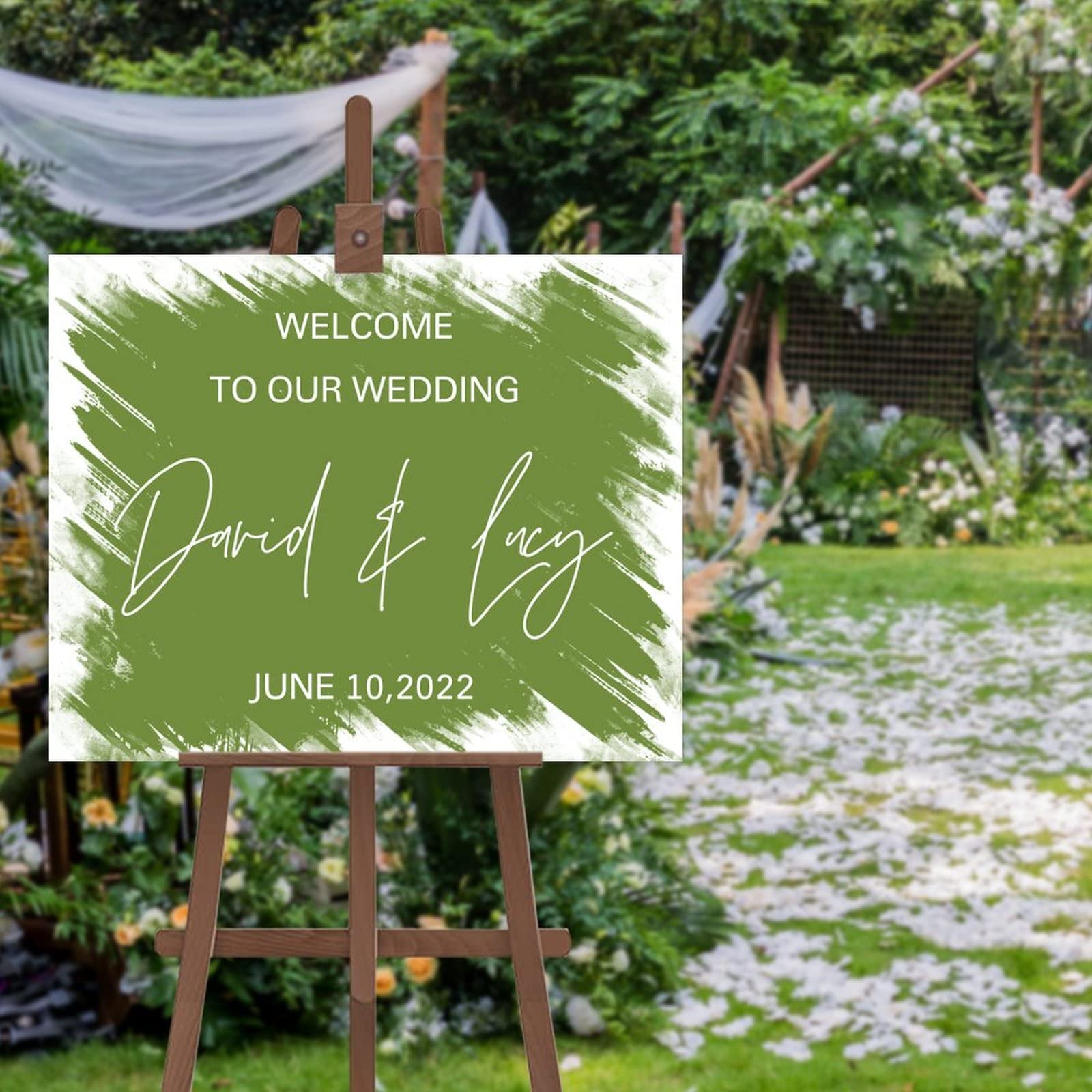 Panneau de calligraphie de mariage rustique en bois personnalisé 45x61 cm