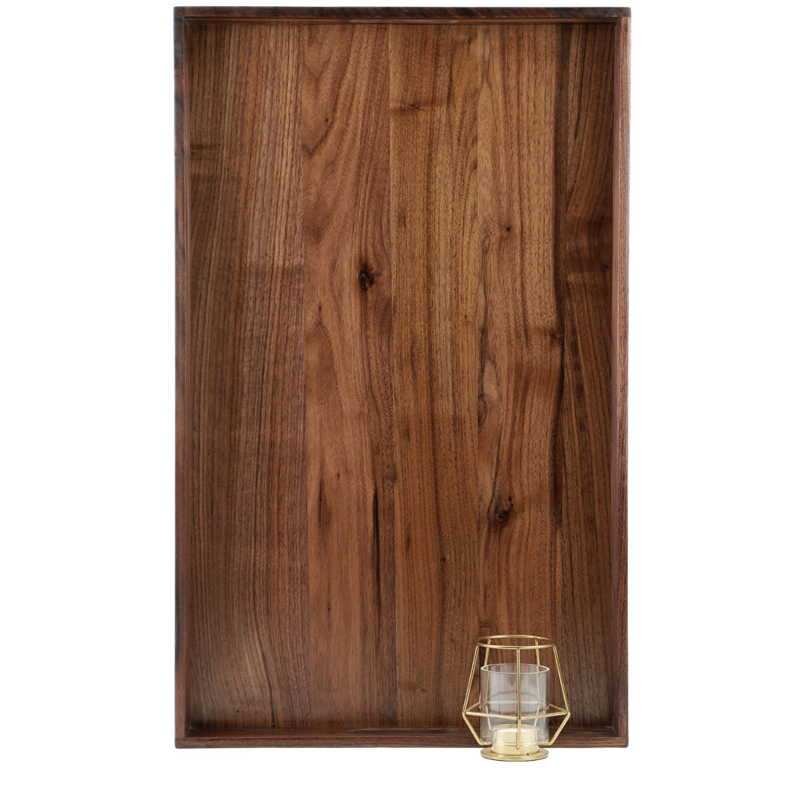 MAGIGO 26 x 16 Inches Extra Large Rectangle Black Walnut Wood Ottoman Tray with Handles, Serve Tea, Coffee or Breakfast in Bed, Classic Wooden Decorative Serving Tray