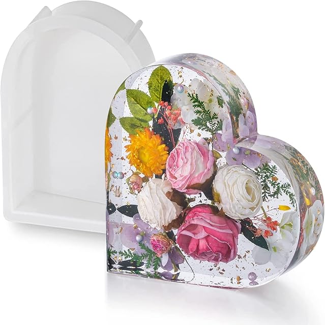 Resin Moulds Heart,Wealike Resin Moulds for Flowers,Deep Resin Moulds,Large Silicone Moulds for Resin Casting