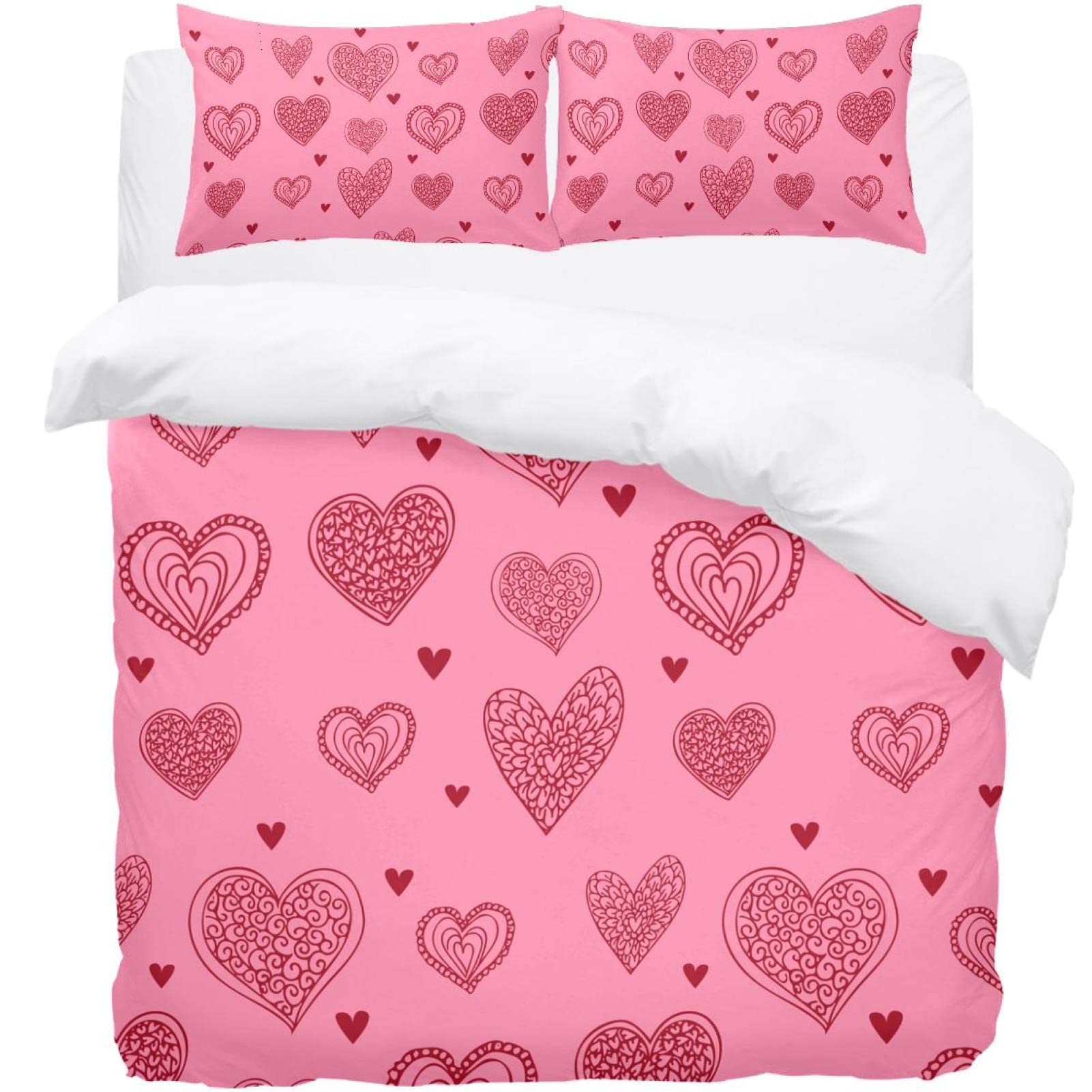 Parure de lit rétro rose motif cœur housse de couette pour renouveler facilement votre linge de lit