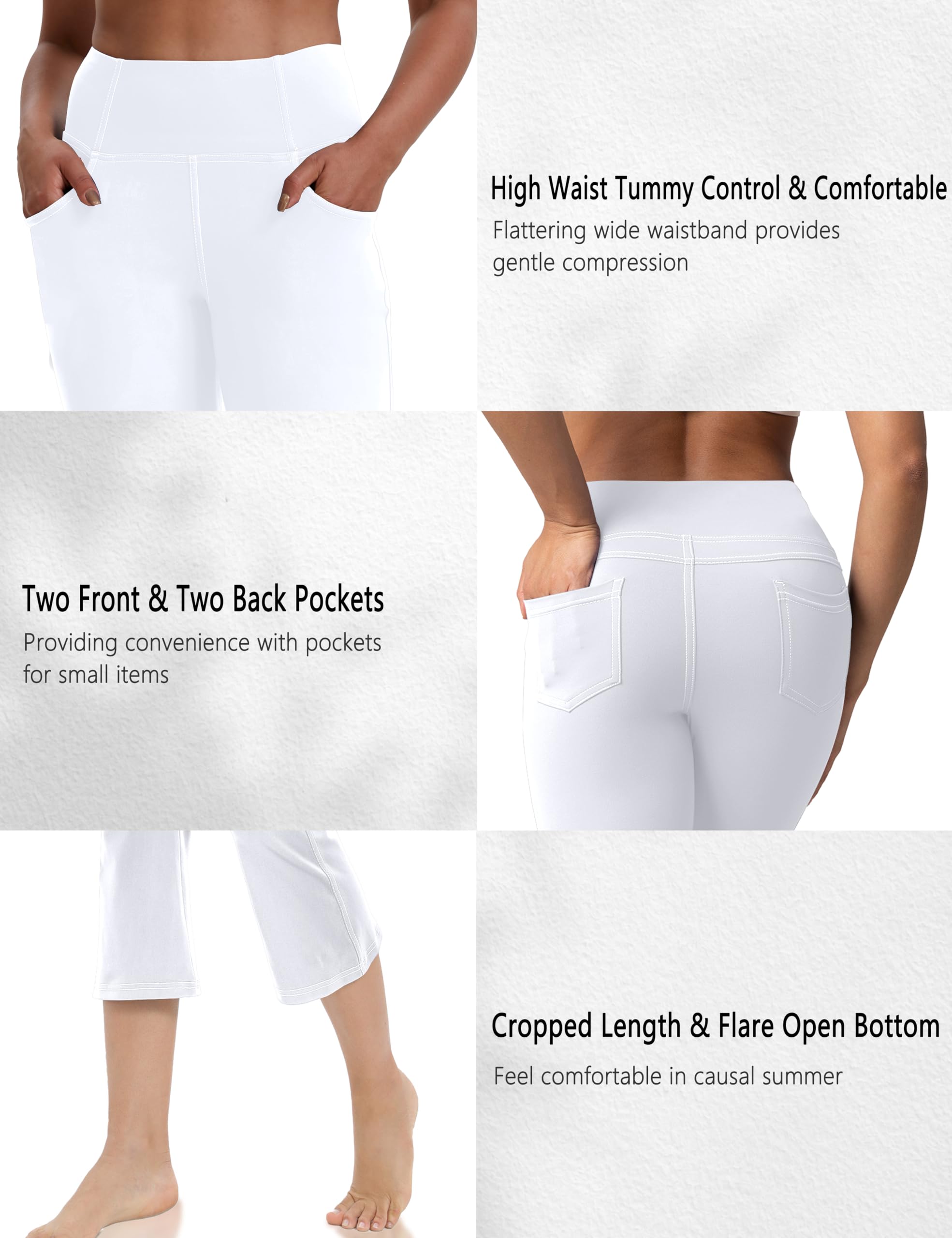 Leggings capri para mujer con bolsillos, cintura alta, pantalones capri de yoga de pierna recta, pantalones cortos elásticos de 21 pulgadas