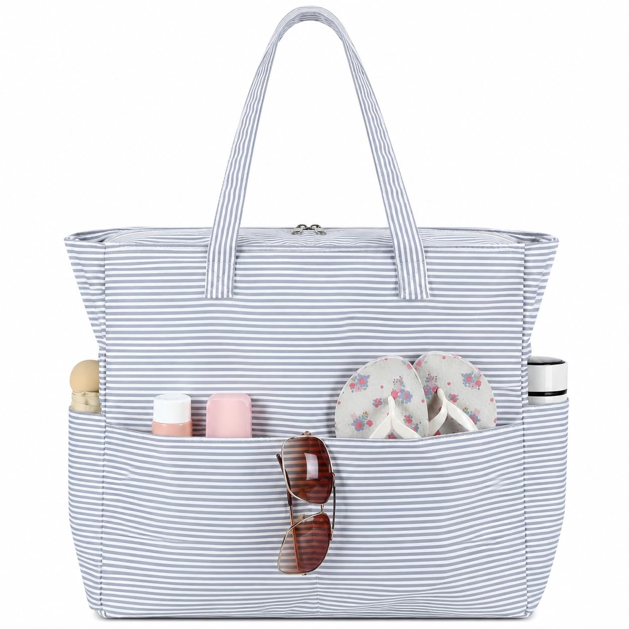LEDAOU Beach Bag Waterproof Sandproof Women Beach Tote Pool Bag with Zipper for Swim Gym Grocery Travel with Wet Pocket