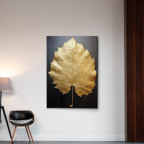 Miniatura 3 de Original Ginkgo biloba Print On Canvas, Modern Textured Gold Wall Art, Abstract Gold Leaves Print, Living room Wall Decor, Modern Home Decor, Print