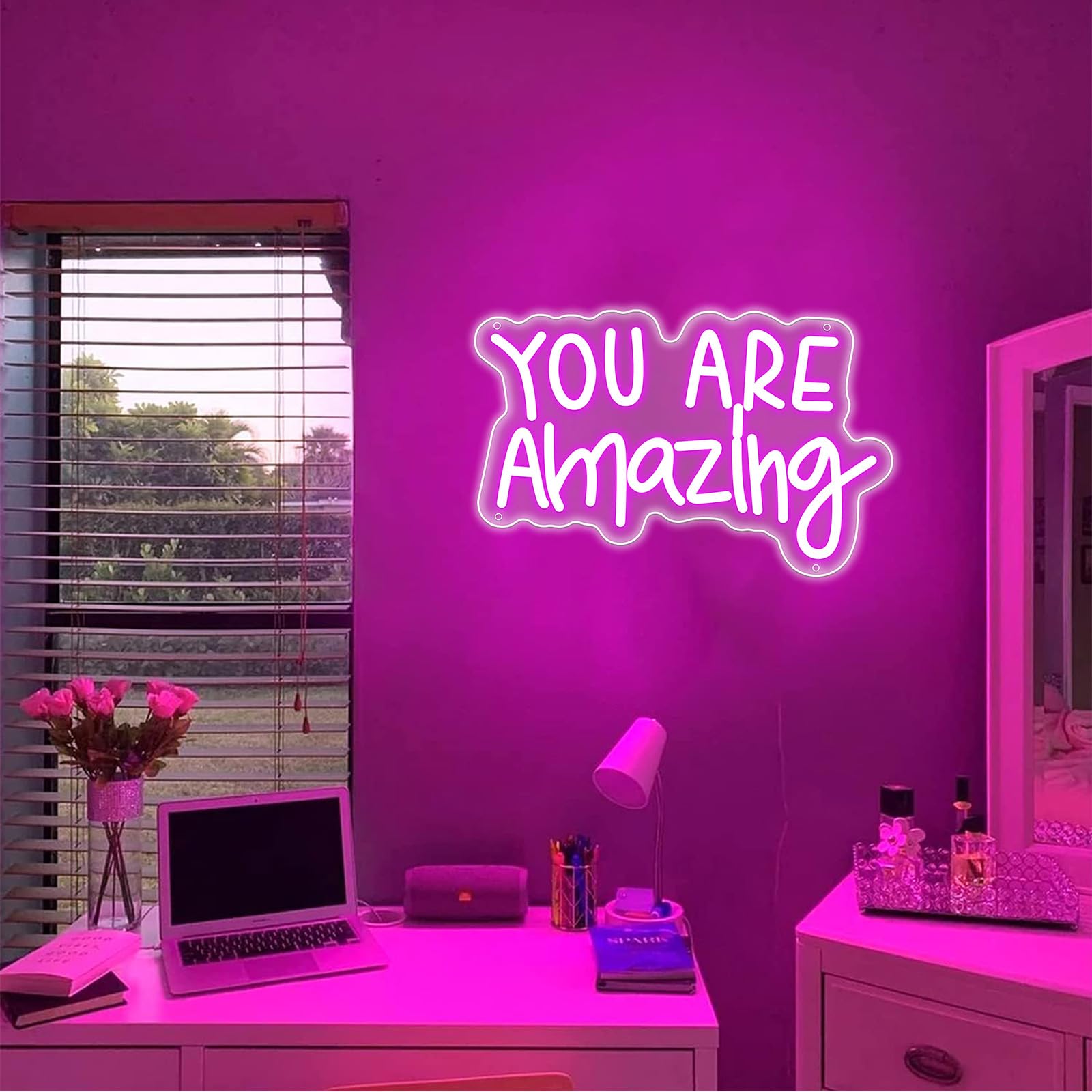 ENUOLI You Are Amazing Neon Signs - Luci al neon artistiche per decorazione da parete, luce LED rosa dimmerabile per camera da letto, bar, matrimoni, feste di compleanno, regali di Natale