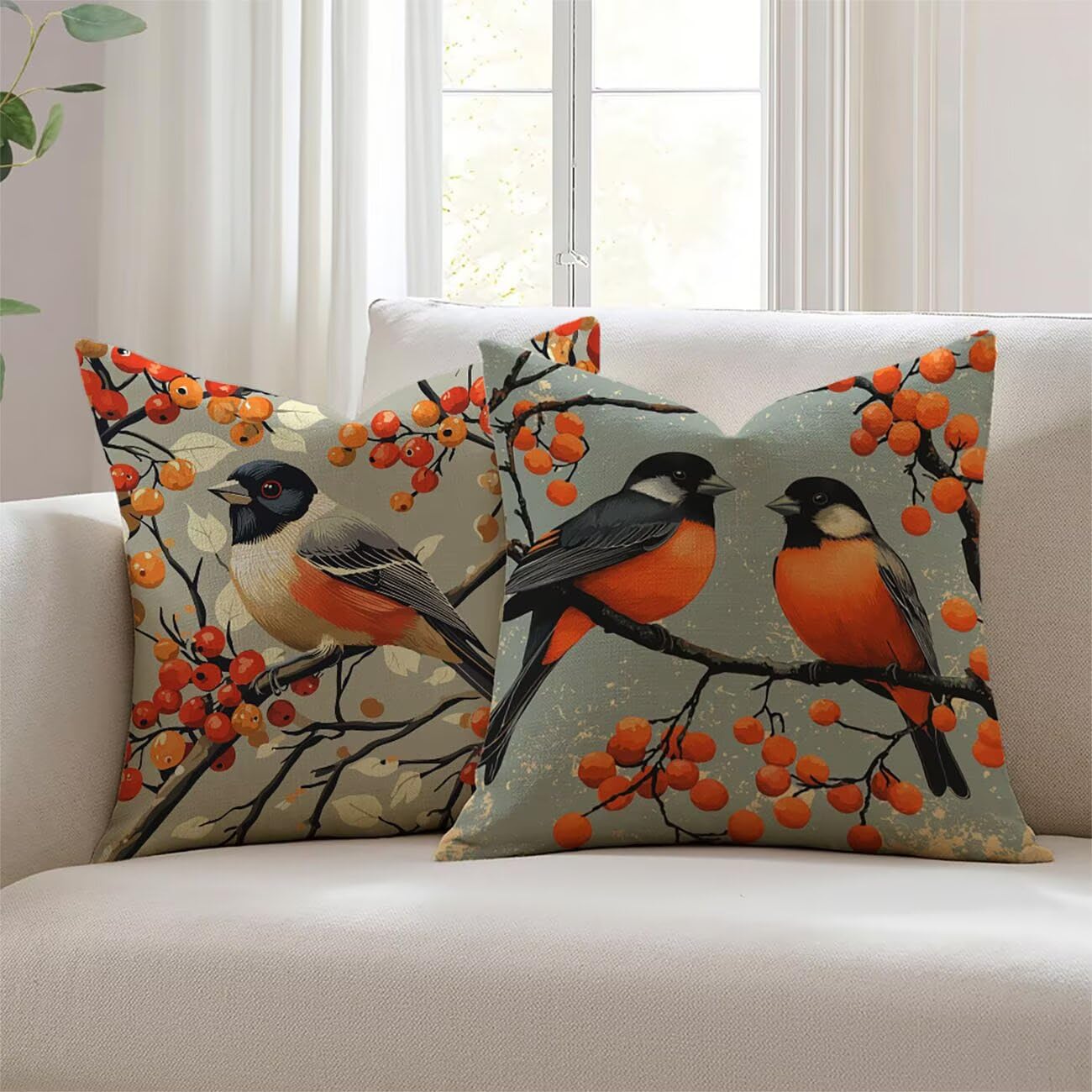Housse de coussin 55x55cm animaux en lin Lejnlnng pour canapé et salon