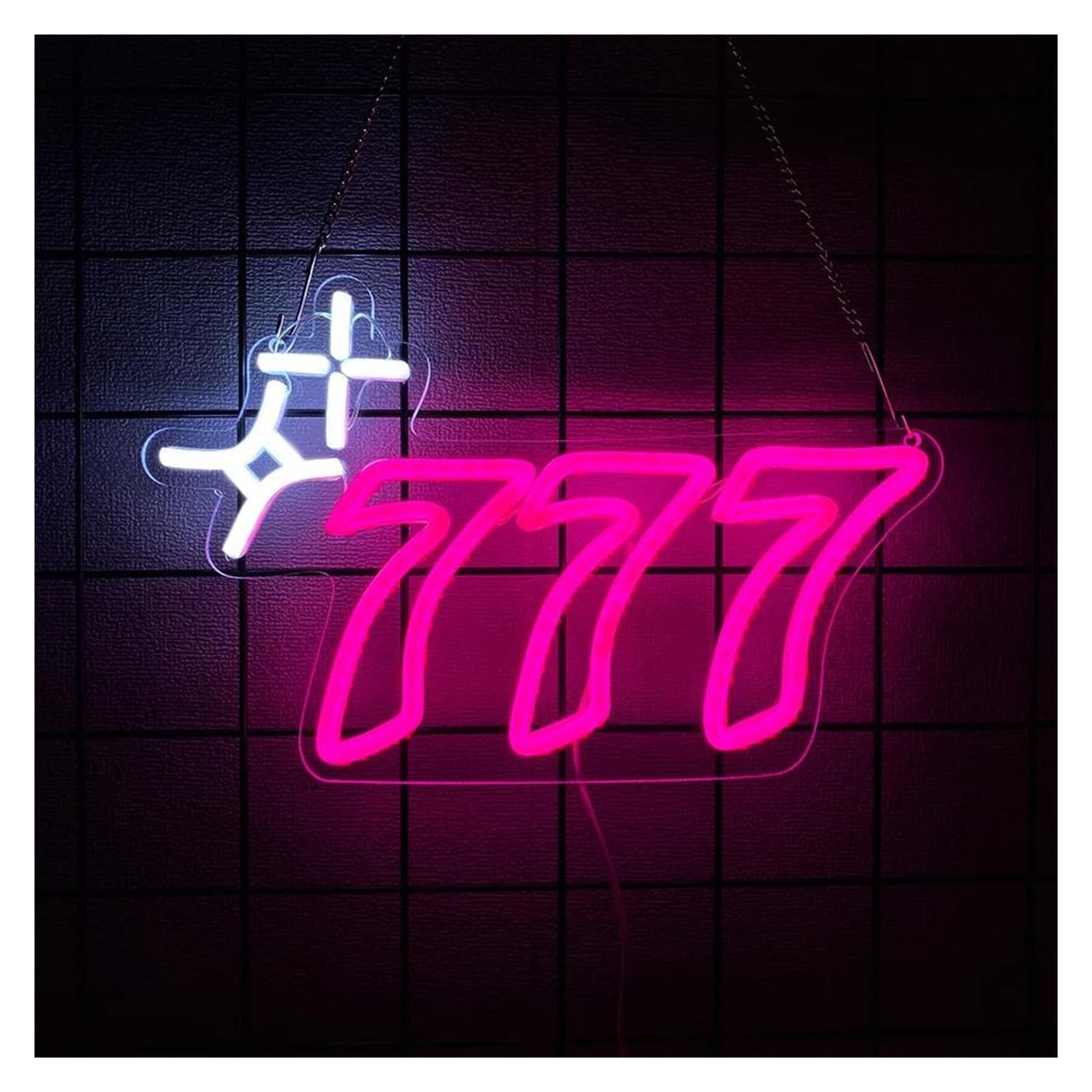 SHOUXI Sign Lamp 777 Neon Sign Light Dimmable USB Powered for Game Room Living Room Party Birthday Man Cave Teen Room Wall Decor 33cmx21cm