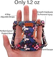 Vista 63 de CHEDE No Pull Floral Pattern Dog Harness - Lightweight and Soft, Adjustable Small Dog Harness Set with Leash, Suitable for Puppy to Medium-Sized Dog