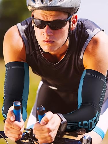 Miniatura 2 de 6 pares de mangas de protección solar UV para brazos, manga deportiva de enfriamiento antideslizante, calentadores de brazos de seda de hielo para