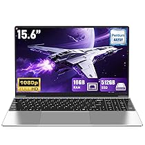 FUNYET Computer Portatile, 15,6 pollici, 16 GB di RAM, SSD da 512 GB, processore Pentium Gold 4425Y, display IPS FHD 1920 x 1080, apertura a 180°, batteria da 5000 mAh, slot per scheda T, USB 3.0