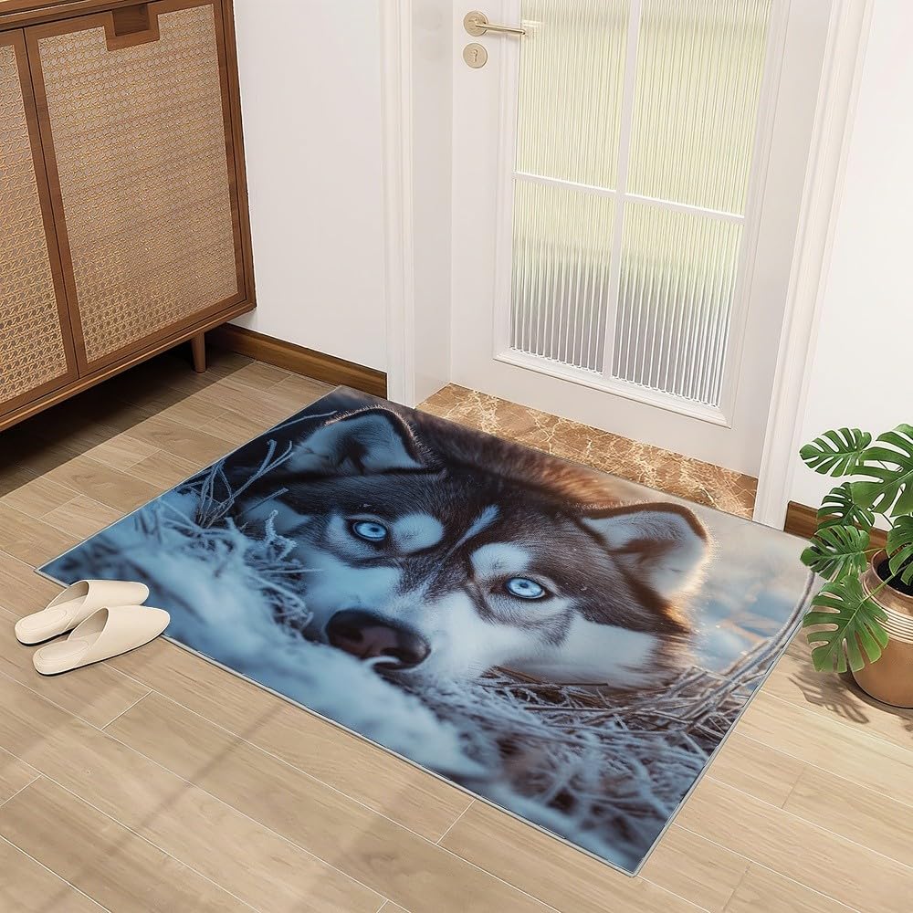 Genérico Husky (zwierzę) Dywan do pokoju dziecięcego 180 x 240 cm - Miękkie zaprzęgowe psy antypoślizgowe i nadające się do prania Flanelowy dywan do salonu, pokoju zabaw, przedpokoju wystrój domu
