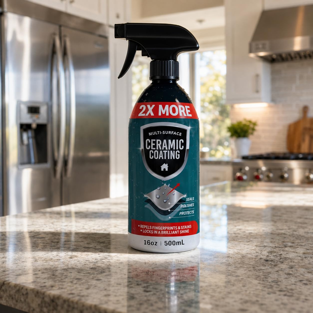 Kit de aerosol de revestimiento de cerámica para el hogar de 16 onzas – Brilla, sella y protege las superficies de cocina y baño – Evita huellas dactilares en electrodomésticos, encimeras y cualquier