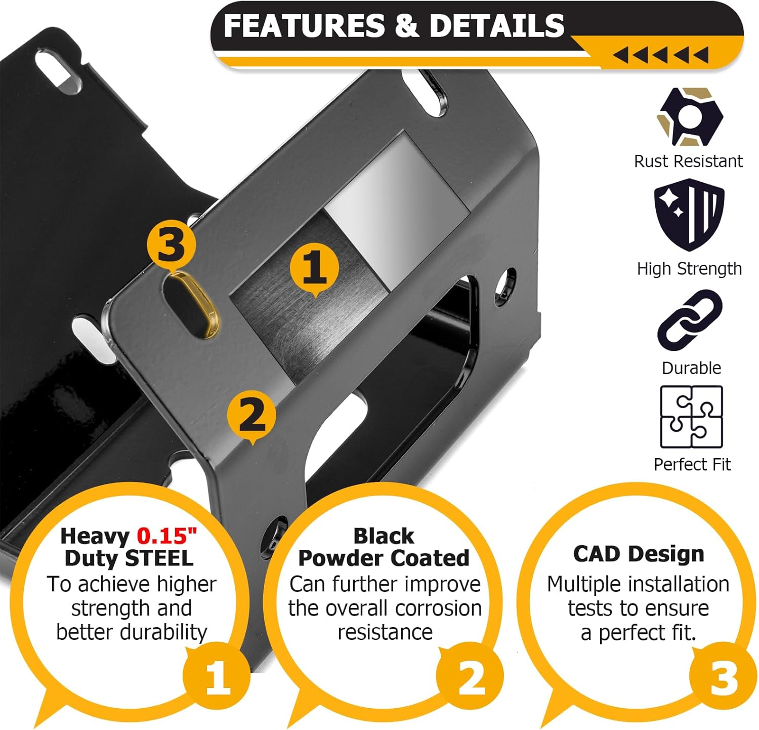 WeiSen Winch Mounting Bracket Plate Compatible with Honda Rancher Foreman Rubicon TRX420 500 520 2014-2025