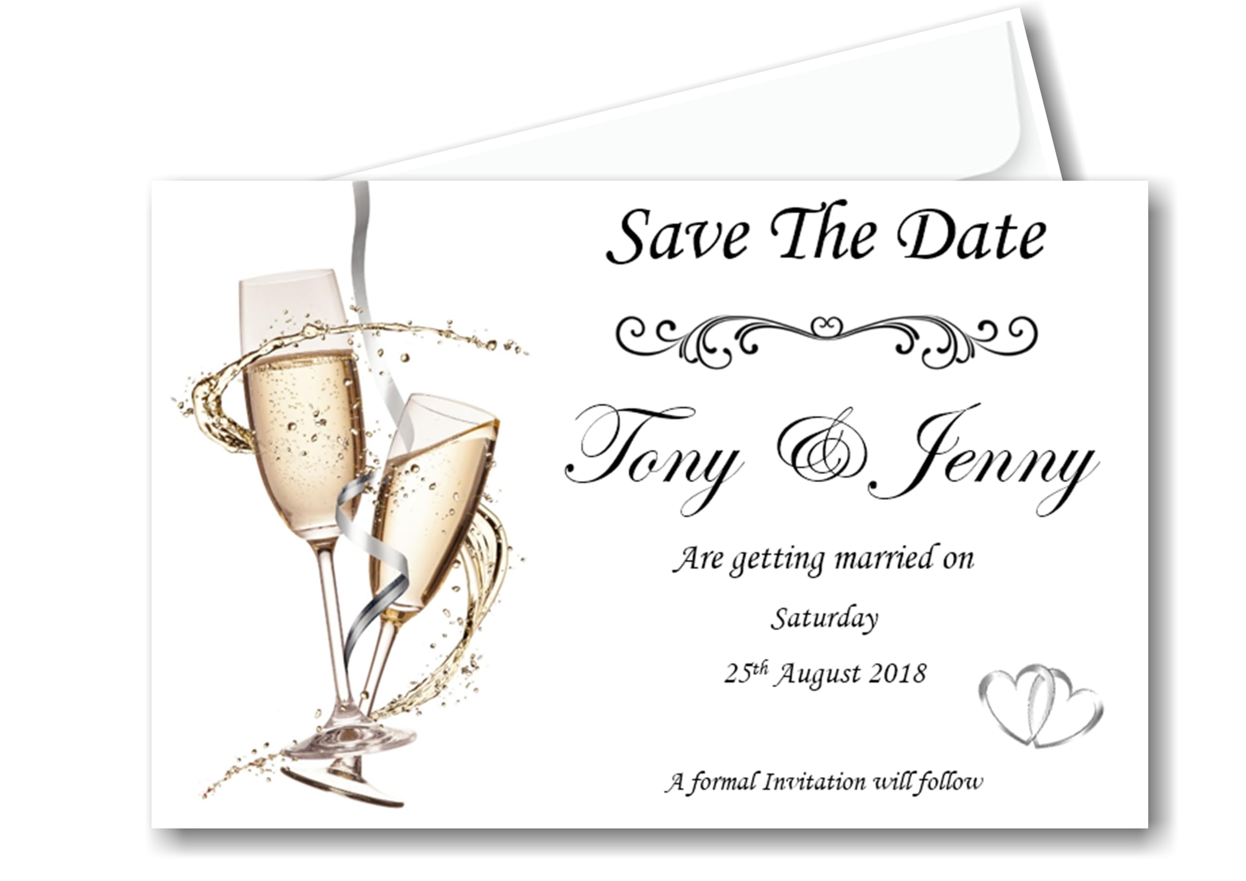 Personalised Save the Date Cards/Invitations/Invites Ref SD2 Complete with self seal envelopes (20)