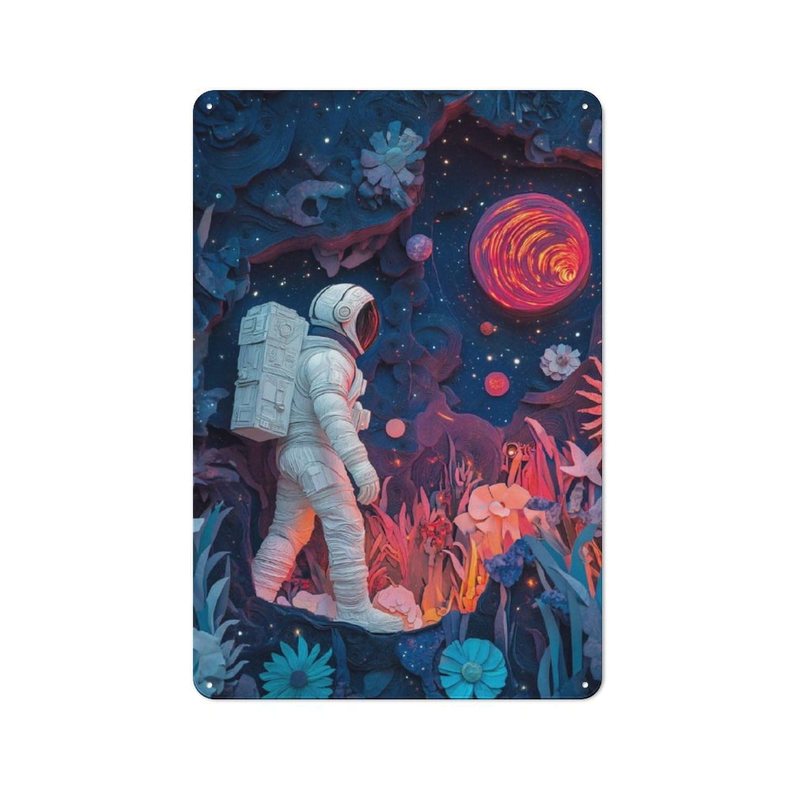 Junmoney Astronaut In Alien World Vintage-Inspired Tin Sign 30X20cm For Garage Or Workshop, For Garage, Workshop And Man Cave Decoration