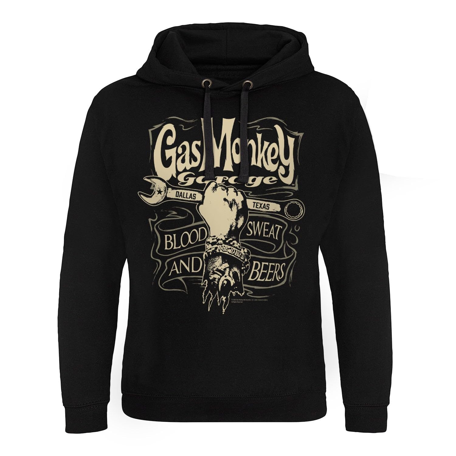 Gas Monkey Garage Officially Licensed Wrench Label Epic Hoodie (Black), XX-Large