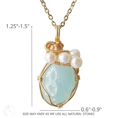 Miniatura 28 de Designs by Nature Gems Raw Citrine & Pearl Necklace, November Birthstone Jewelry, June Crystal, With 24 Inch Chain Gold Plated Chain, Genuine Raw
