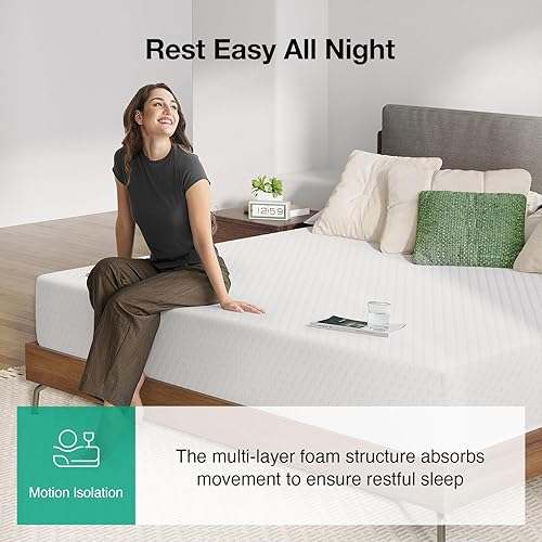 Miniatura 6 de Novilla Colchón Queen de espuma viscoelástica de 10 pulgadas tamaño Queen con espuma viscoelástica de carbón de bambú para aliviar la presión y un