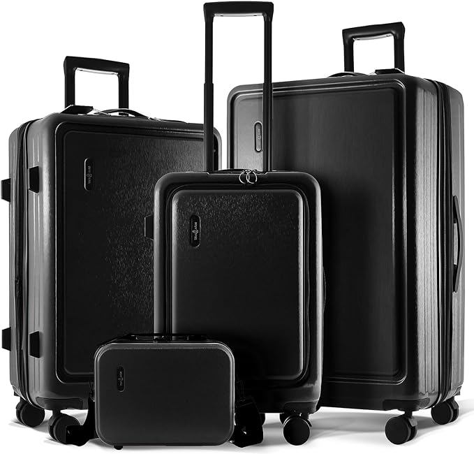 TRAVELARIM Hard Shell Luggage Sets with Spinner Wheels 4 Piece, Expandable Large Suitcases with TSA Lock, Travel Large Suitcase Set, Navy Luggage Set