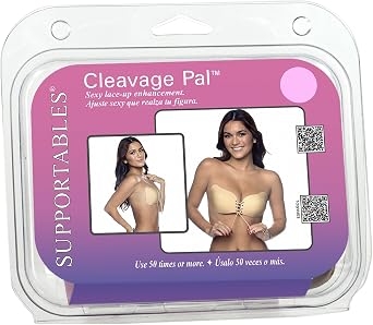 Supportables Cleavage Pal Lace-Up Adhesive Plunge Bra, B Cup, Beige