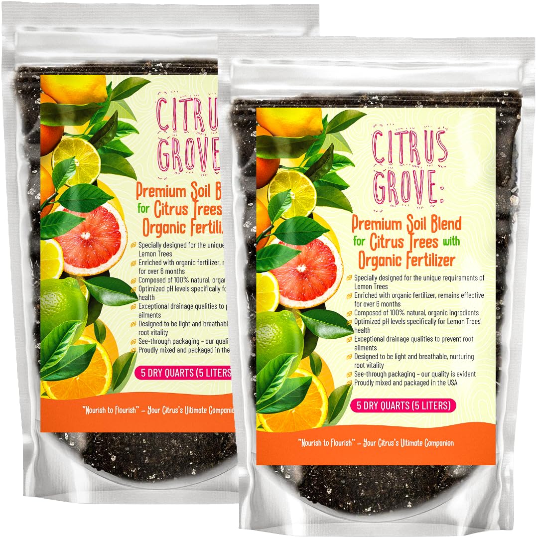 Premium Organic Citrus Potting Soil for Indoor/Outdoor Plants - Perfect for Oranges, Lemons, Limes & Grapefruits Trees - Hand Blended for Optimal Growth (20 QUARTS)