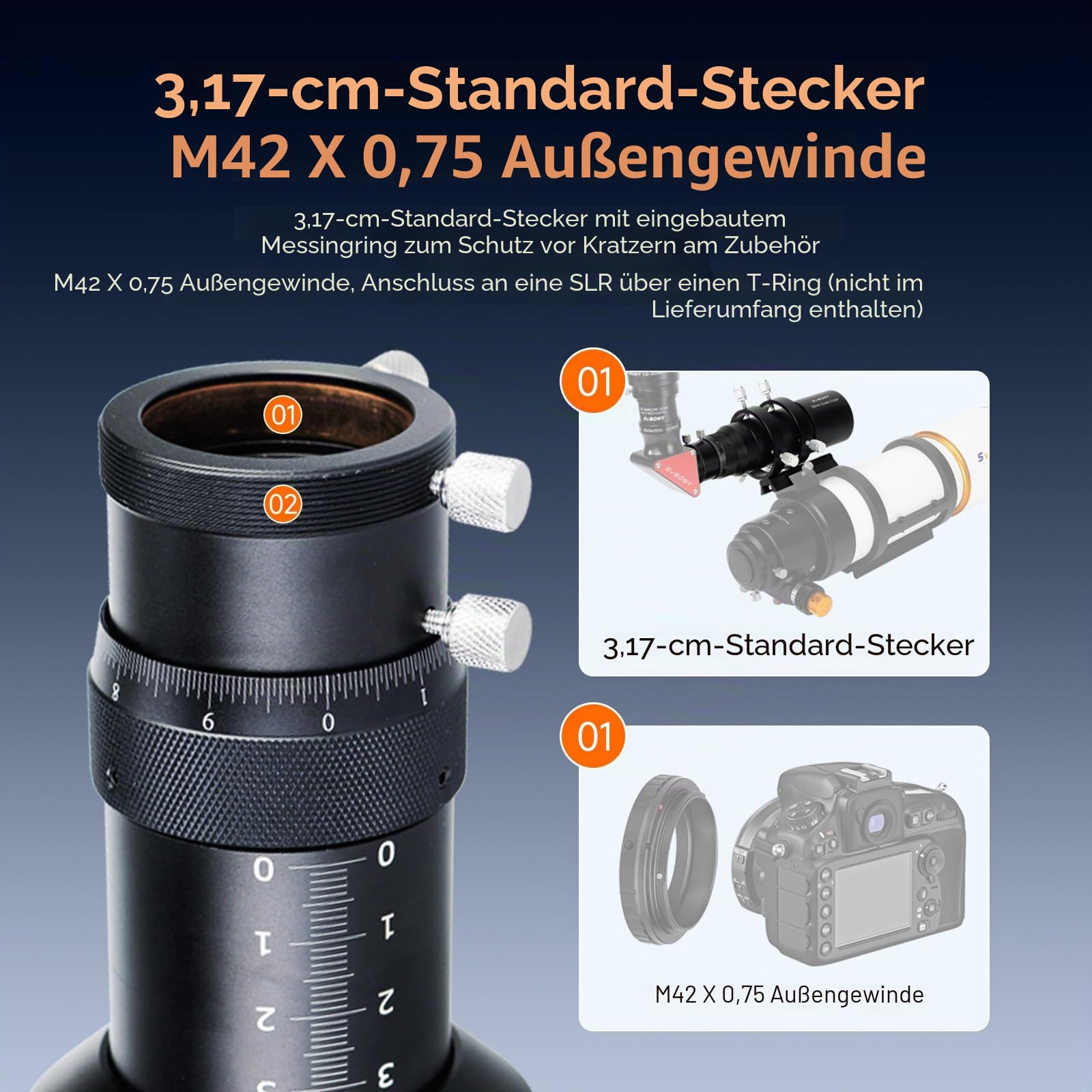 Svbony SV106 Guidescope, 60mm FMC Sucherfernrohr mit 240mm Brennweite Helical Fokussiergerät, Teleskop Sucher Zubehör für Teleskop Astrokamera Autoguide Astrofotografie