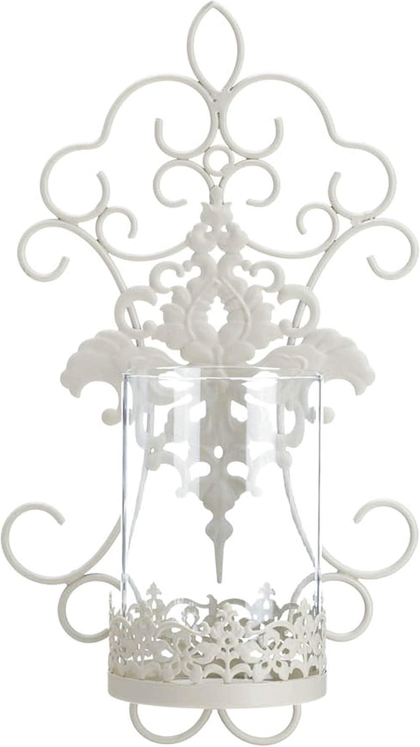 Accent Plus 57073471 Romantic LACE Candle Sconce, White