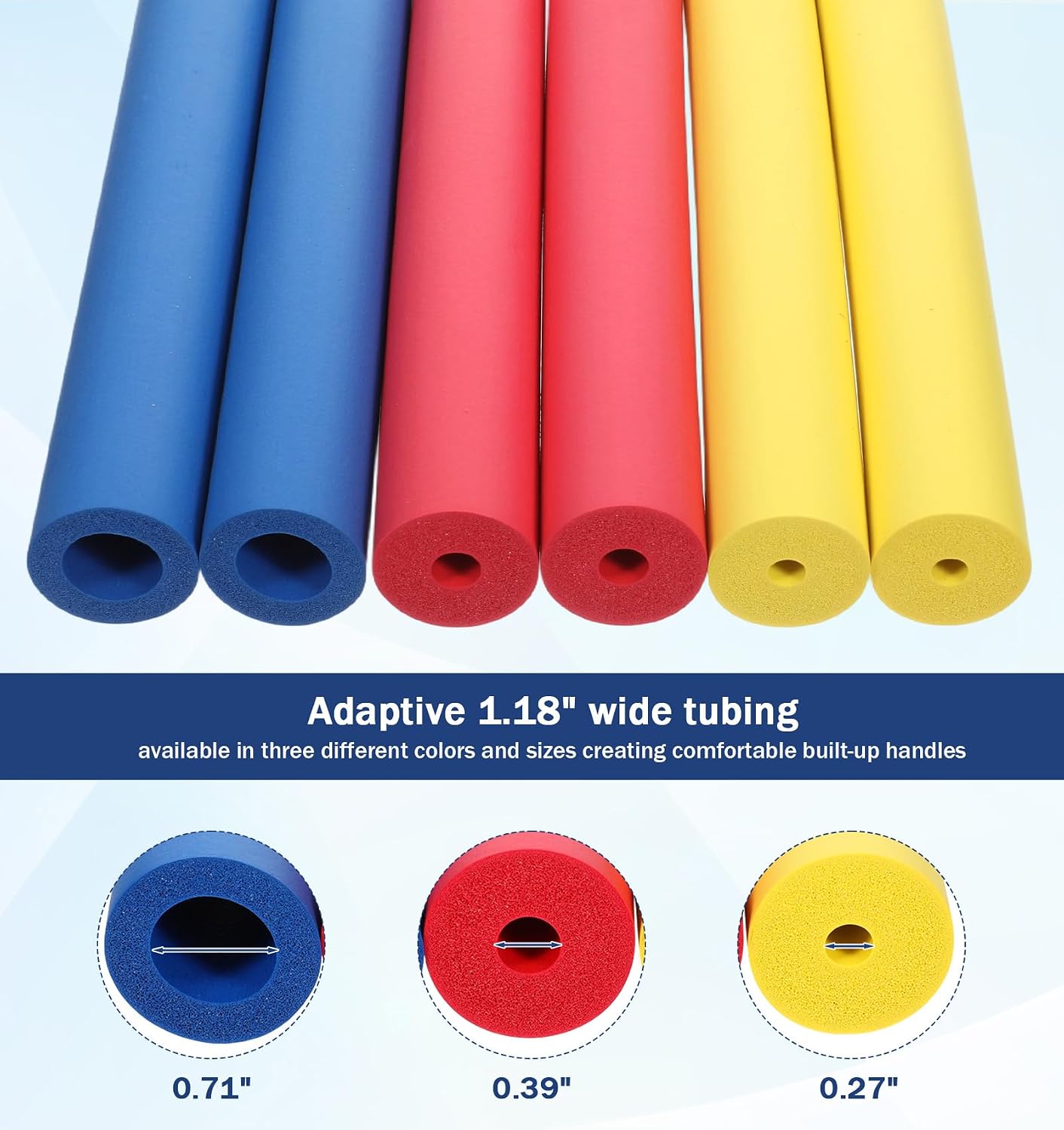 6 Pcs Foam Tubing for Handle Grip, Foam Grip Tubing Easy-Grip Design | For Elderly & Disabled, Non-Slip Handle Covers for Tools, Pens