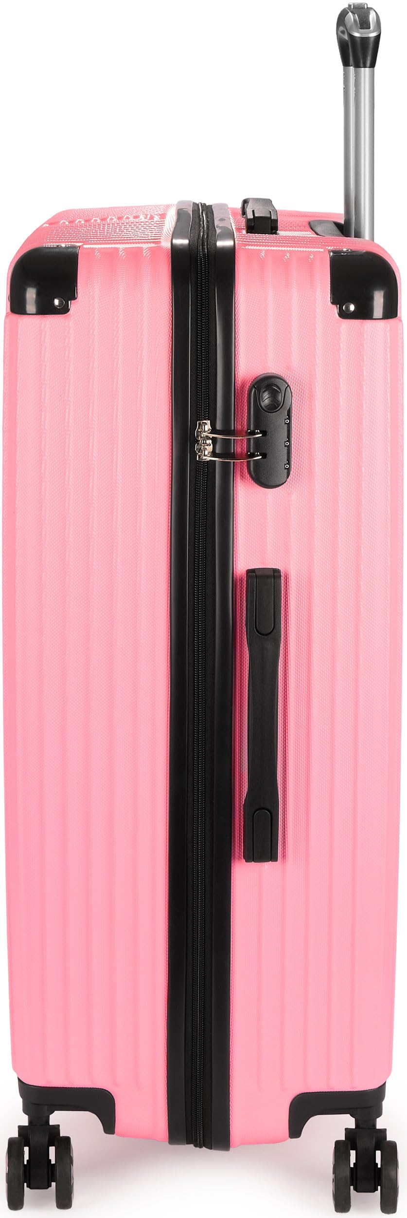 BRUBAKER Kofferset London - 3 teiliges Reisekoffer Set inklusive Handgepäck - Hartschalen Koffer mit Zahlenschloss, 4 Rollen und Komfort Tragegriffen - ABS Boardcase Trolleys (M, L, XL - Rosa)