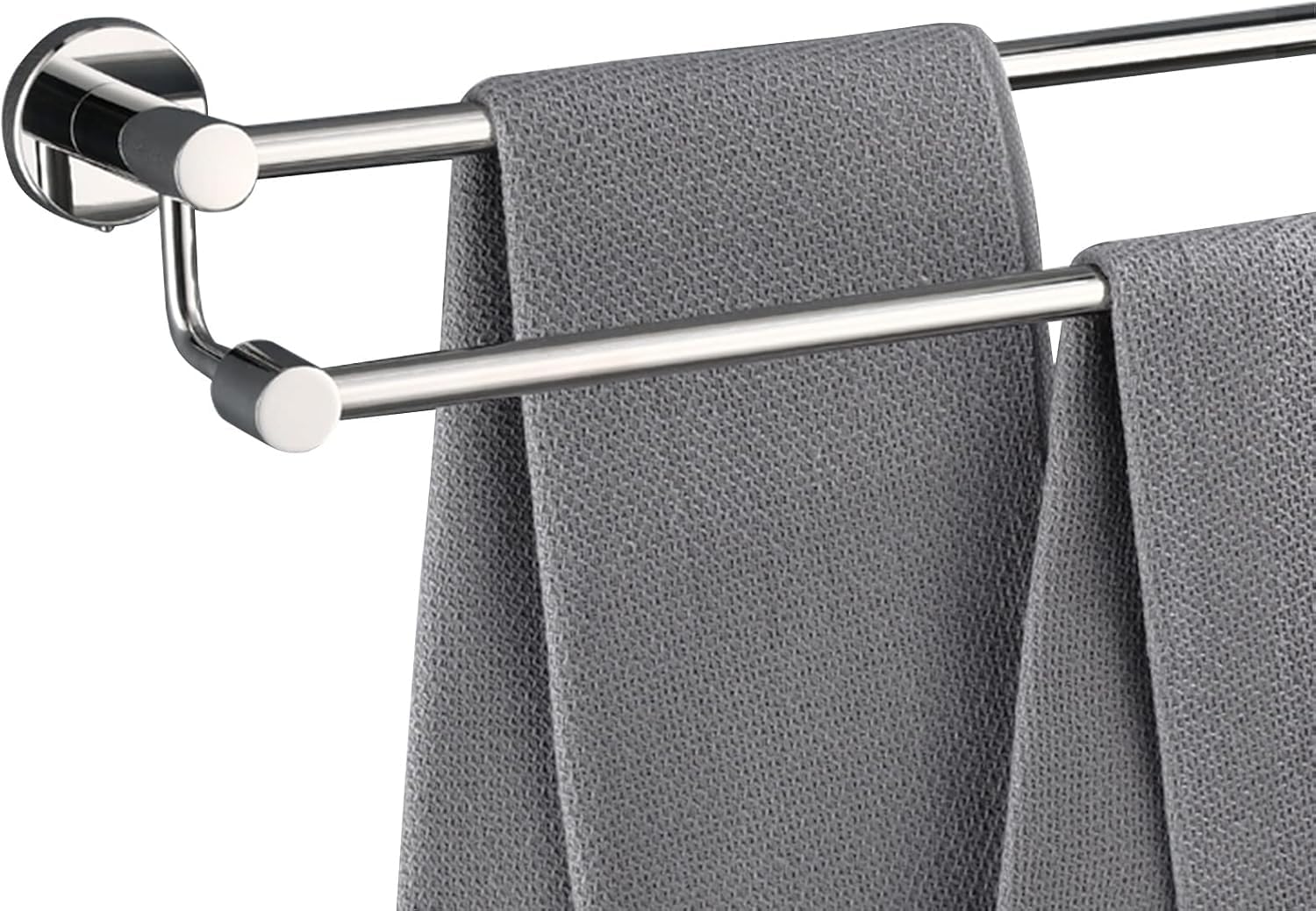 Portasciugamani doppio in acciaio inox, 120 cm, montaggio a parete, per bagno e cucina, finitura lucida con viti incluse, design salvaspazio