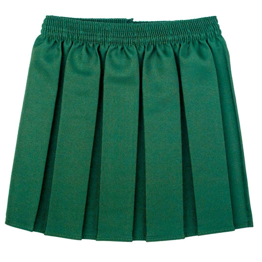 L S U Girls School Skirts Box Pleated Fully Elasticated Waist Skirt Kids School Uniform New (13 Years, Bottle Green)