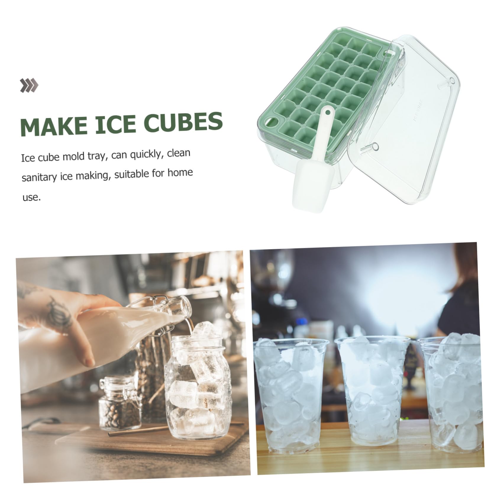Eiswürfelform mit Behälter und Deckel DIY Eiswürfelschale für Zuhause Bpa Frei Leicht Entnehmbar Vielseitig für Getränke Cocktails Eiswürfel und Gefrierschrank Geeignet