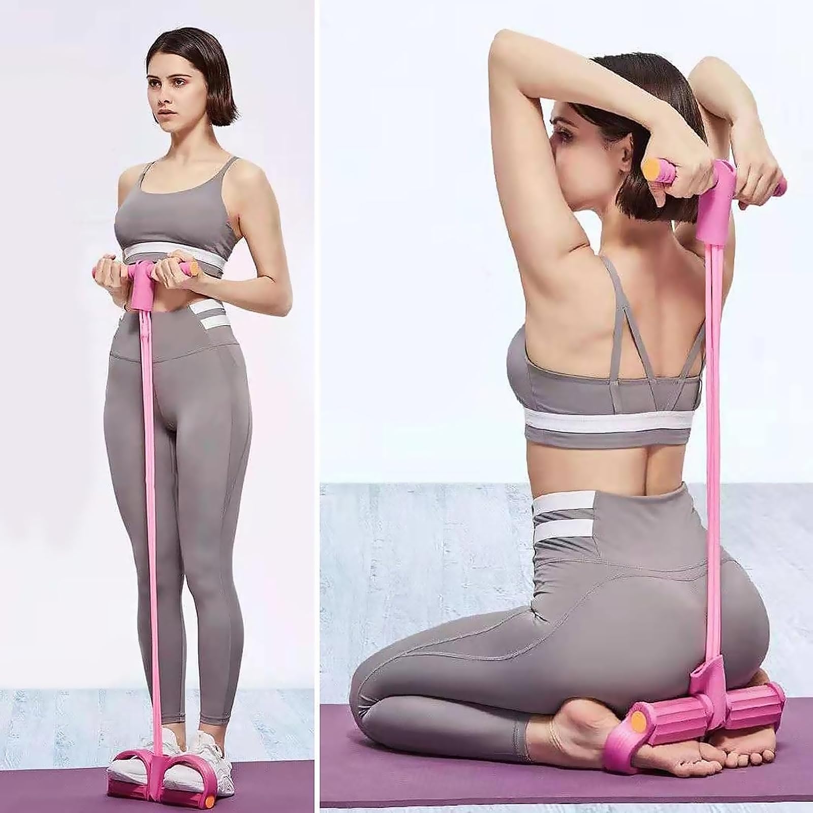 Fascia di resistenza multifunzione per allenamento di resistenza, 6 tubi, fasce elastiche per esercizi e allenamento addominali, corda di tensione sportiva per gambe, fitness, braccia e gambe