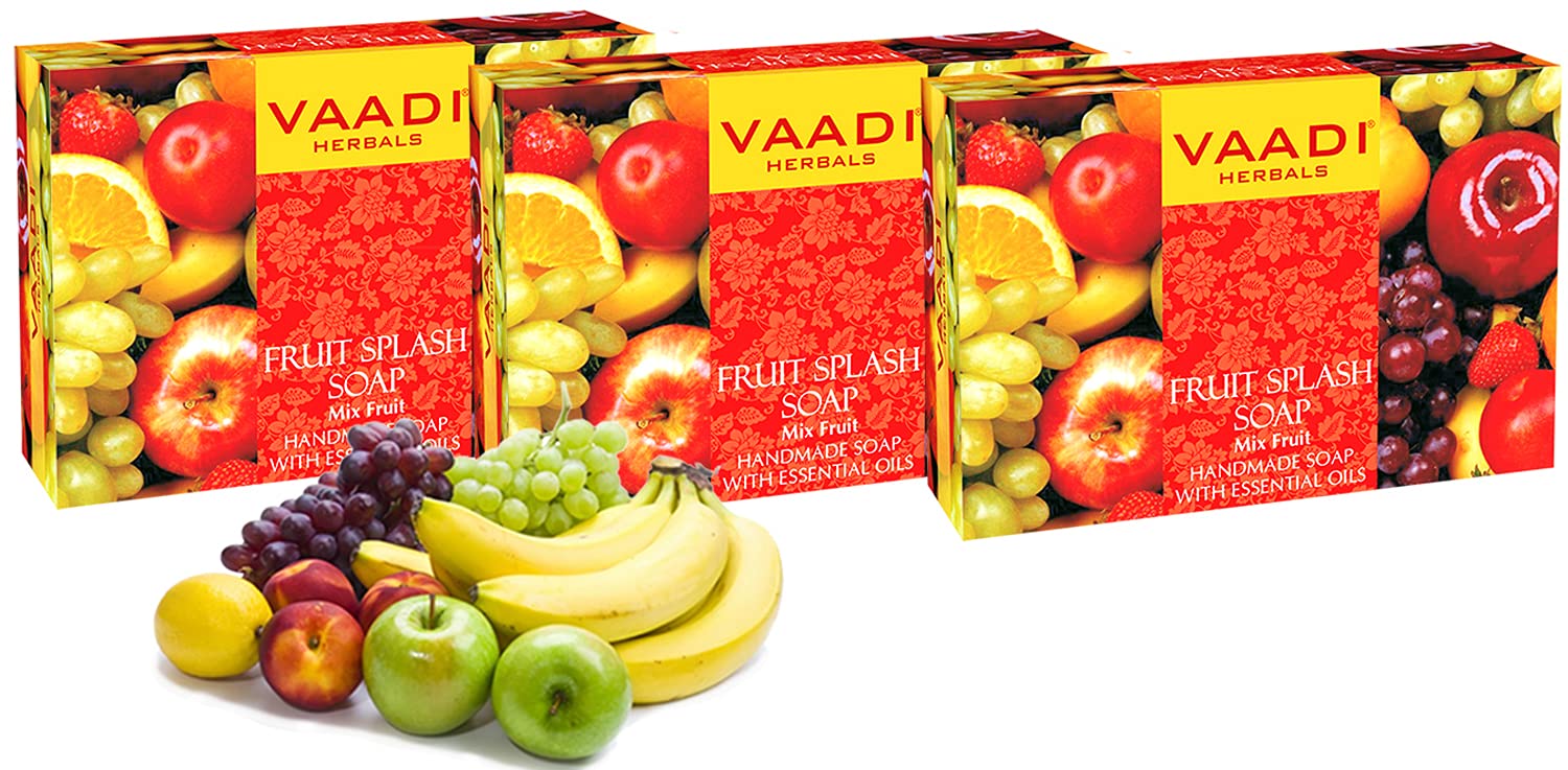 Fruit Splash Soap with Extracts of Orange, Peach, Green Apple and Lemon, 75gms x 3