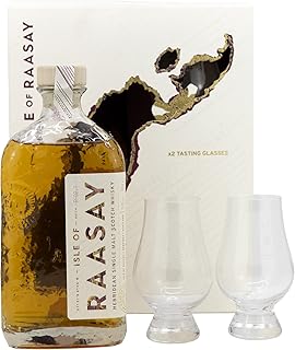 Isle of Raasay Whisky Gift Pack | 46.4% ABV, 70 CL | Isle of Raasay Scotch Whisky | Branded Crystal Glencairn Whisky Glass | Whisky Gift Box