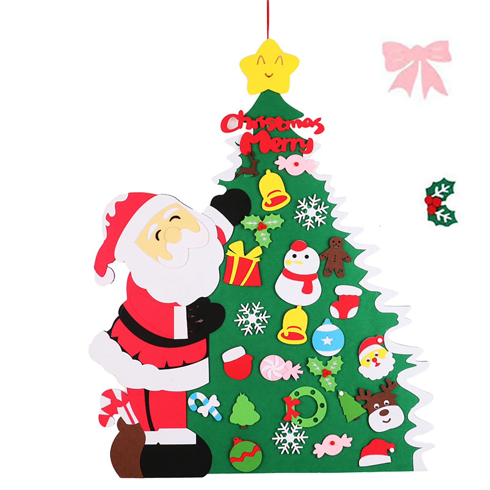 DIY フェルトクリスマスツリーセット - 2024 3D壁掛けクリスマスツリー ストリングライト付き フェルトモンテッソーリクリス  Amazon.co.jp: 最新の 3D DIY フェルト クリスマス ツリー 取り外し可能なオーナメントとストリング ライト付き、手作り DIY  フェルト ..., image size:1600x1600